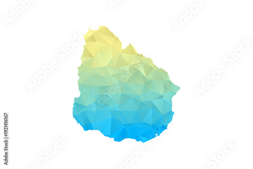 Uruguay Map - Polygon Style Vector Illustration in Blue and Yellow Gradient, Low Poly Geometric Design, Isolated on White Background for Infographics and Projects.
