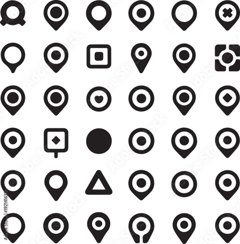 Set of map pointers vector icon