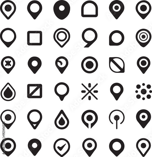 Set of map pointers vector icon