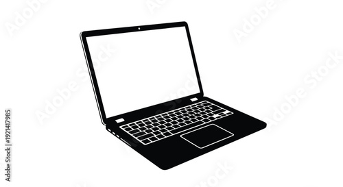 A stark black laptop design visually represented as a silhouette