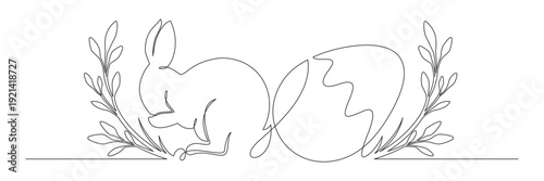 Continuous line drawing of a Easter egg with bunny 5.eps