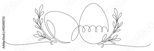 Continuous line drawing of a Easter egg with bunny 6.eps