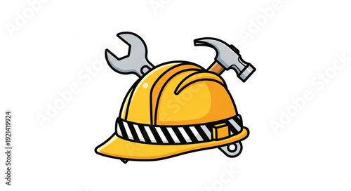 Yellow Hard Hat with Tools.