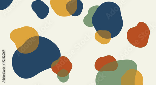 Vibrant colorful abstract shapes overlapping on cream background modern artistic design for creative projects and digital backgrounds