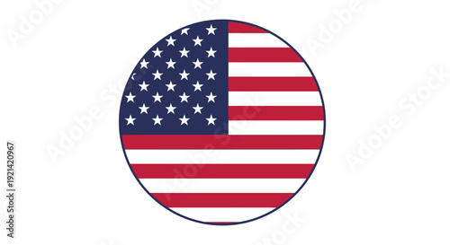 Circular American Flag Design with Stars and Stripes Representing National Pride