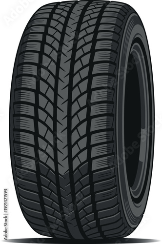Front View of Car Tire Emphasizing Tread Pattern Vector