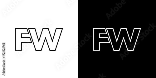 Letter F and W, FW logo design template. Minimal monogram initial based logotype.