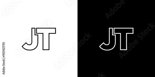 Letter J and T, JT logo design template. Minimal monogram initial based logotype.
