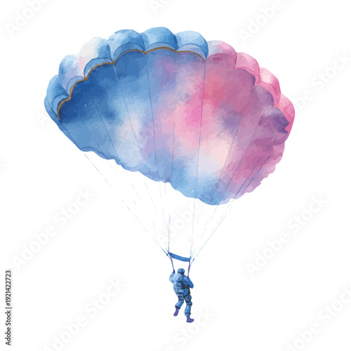 Parachute, watercolor drawing vector, isolated on a white background.