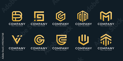 Set of monogram initial letter logo design bundle inspiration