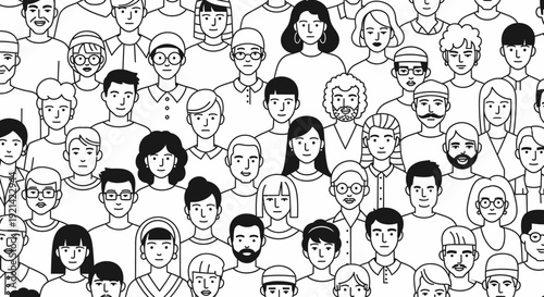Diverse Crowd Vector Illustration of People Together in a Community Gathering