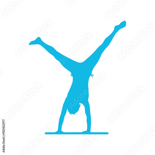 Gymnast Girl Handstand Silhouette Vector Isolated on White Background for Sports Design