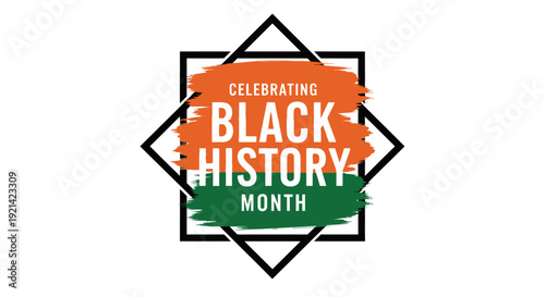 Celebrating Black History Month graphic with African American flag colors
