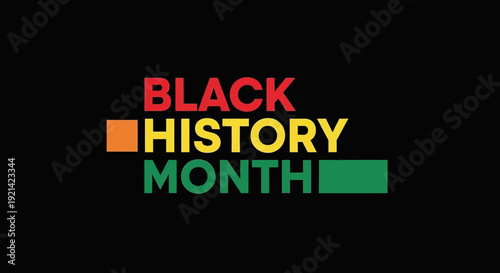 Black History Month Celebration Text with Pan-African Colors on Black Background