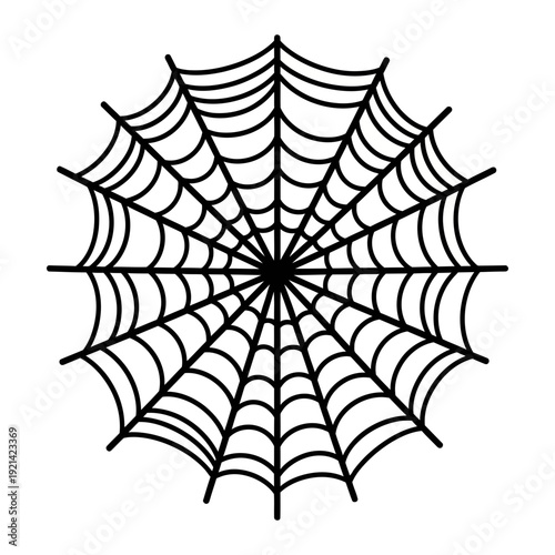 A black spider web on a white background
