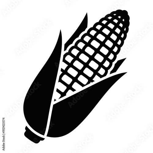 Black and white icon of an ear of corn
