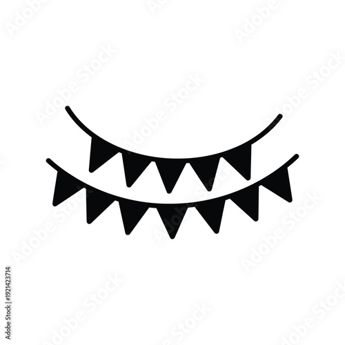 Party bunting flags vector silhouette icon for celebration and festive decoration