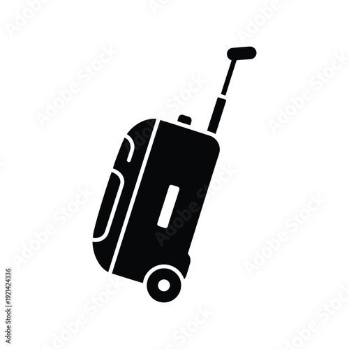 Travel suitcase silhouette vector icon isolated on white, luggage bag illustration