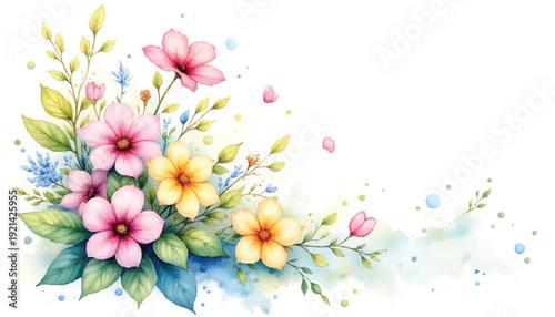 beautiful bouquet of colorful flowers and leaves.