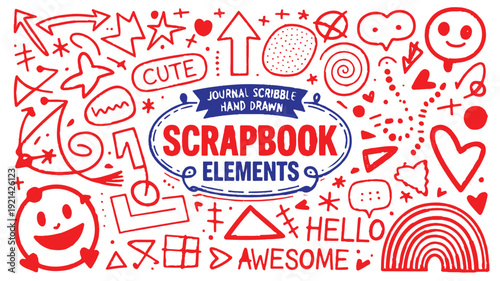 Hand Drawn Scribble Elements for Scrapbook Designs and Journals