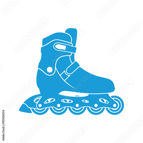 Rollerblade silhouette vector icon in blue, inline skate sports equipment illustration