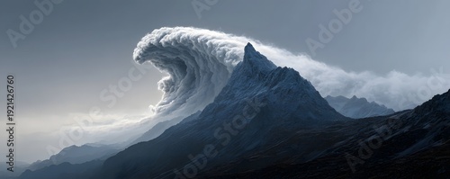 Panel kuchenny z motywem A surreal mountain shaped like a sleeping face