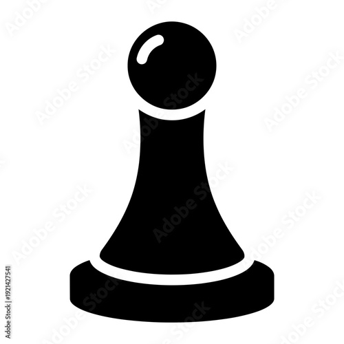 A black pawn chess piece on a white background
