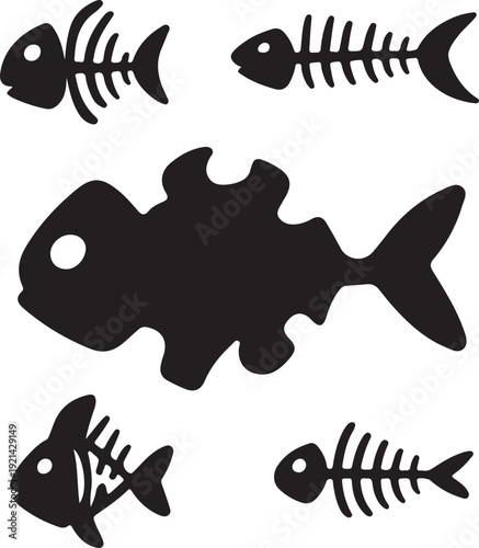 Isolated fish bone icon, silhouette Fish skeleton vector design illustrator