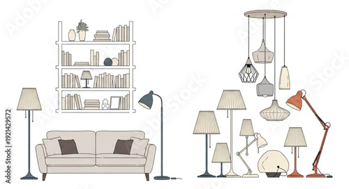 Lamps and Lighting Fixtures Illustration.