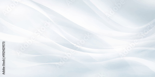 Smooth blue silk and satin fabric texture creates an abstract winter wave pattern resembling cold white snow and soft clouds for a light nature wallpaper backdrop