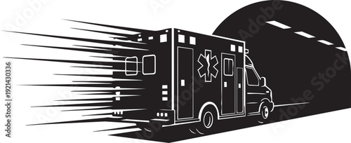 Ambulance vector illustration speeding isolated on transparent background