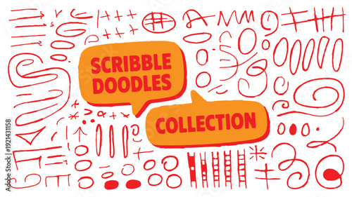 Dynamic Collection of Hand-Drawn Scribble Lines, Arrows, and Abstract Doodle Elements for Creative Design