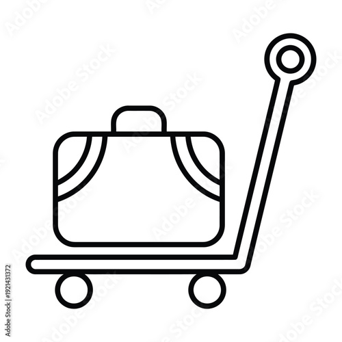 Travel luggage trolley icon, symbolizing vacation, transport, and movement of bags at an airport or hotel.