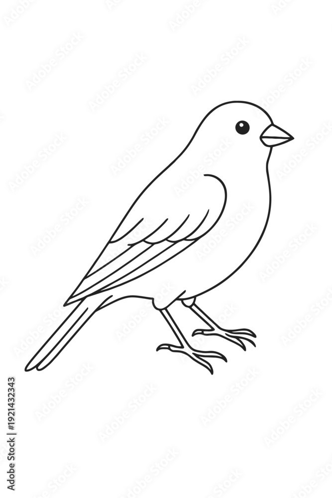 Fototapeta premium Vector illustration of a small bird sitting on a tree branch isolated on white background