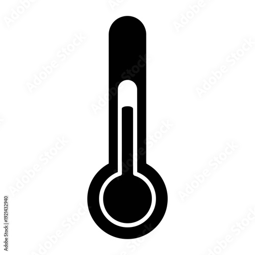 A simple black and white icon of a thermometer