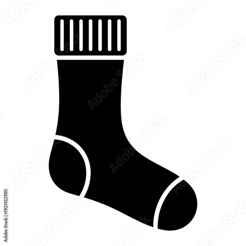 A black sock with white trim