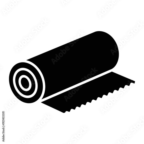 A black and white icon of a roll of tape
