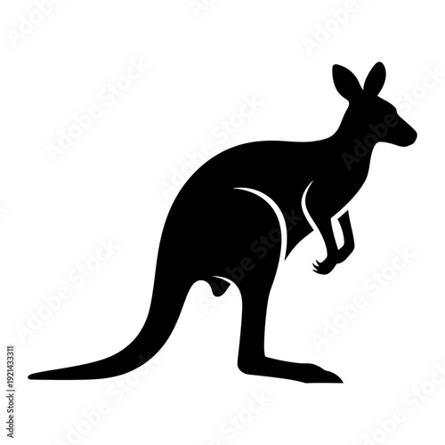 A black silhouette of a kangaroo standing on its hind legs