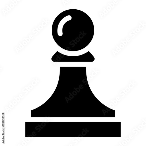 A black pawn chess piece on a white background