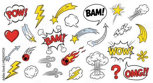 Comic pop art graphic elements