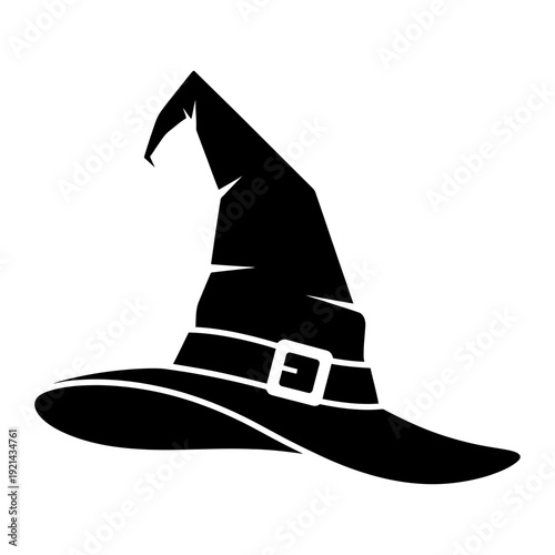 A black silhouette of a witches hat