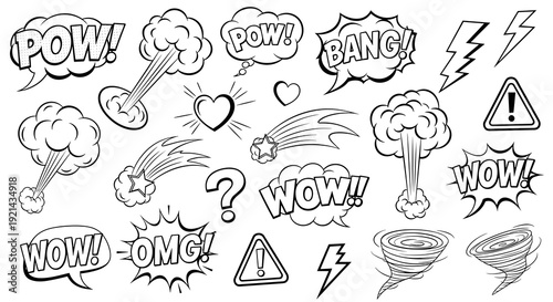 Comic explosion and pow drawing