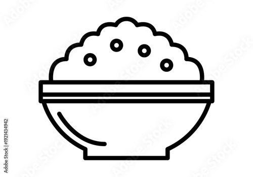Icono de cuenco lleno de arroz con trazo de línea negra