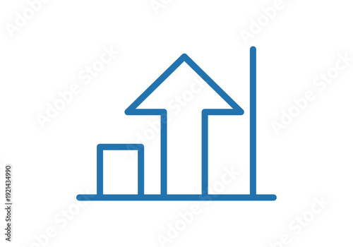 Icono de gráfica de barras azul con flecha de crecimiento 