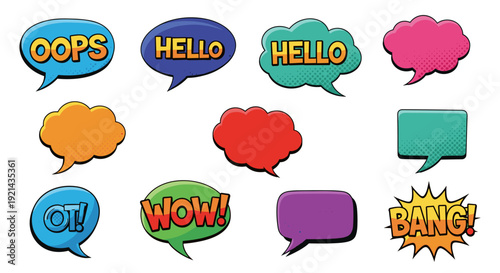Speech bubbles with exclamations, cartoon style