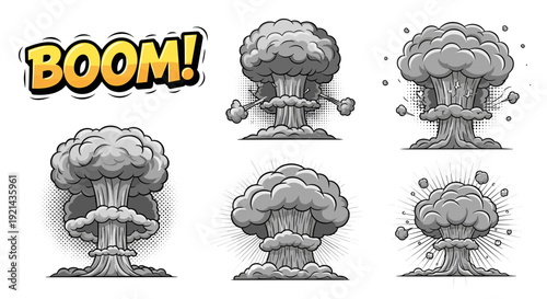 Cartoon boom explosions set