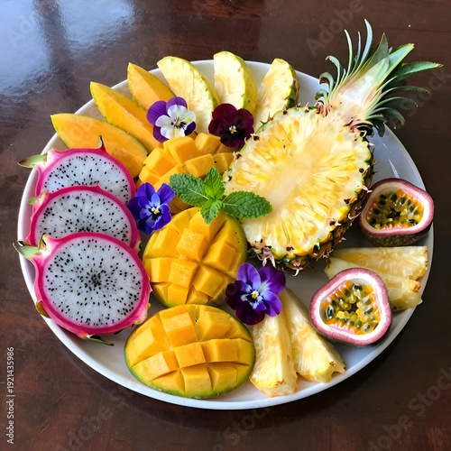 fruit salad on a white plate