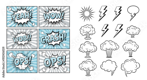 Comic book sound effects elements