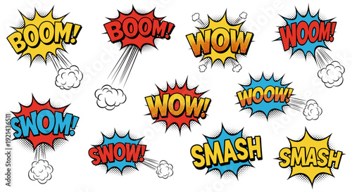 Comic book sound effects elements