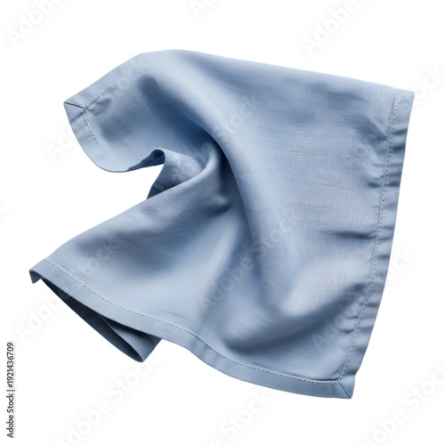 A blue fabric napkin with a textured pattern on a transparent background